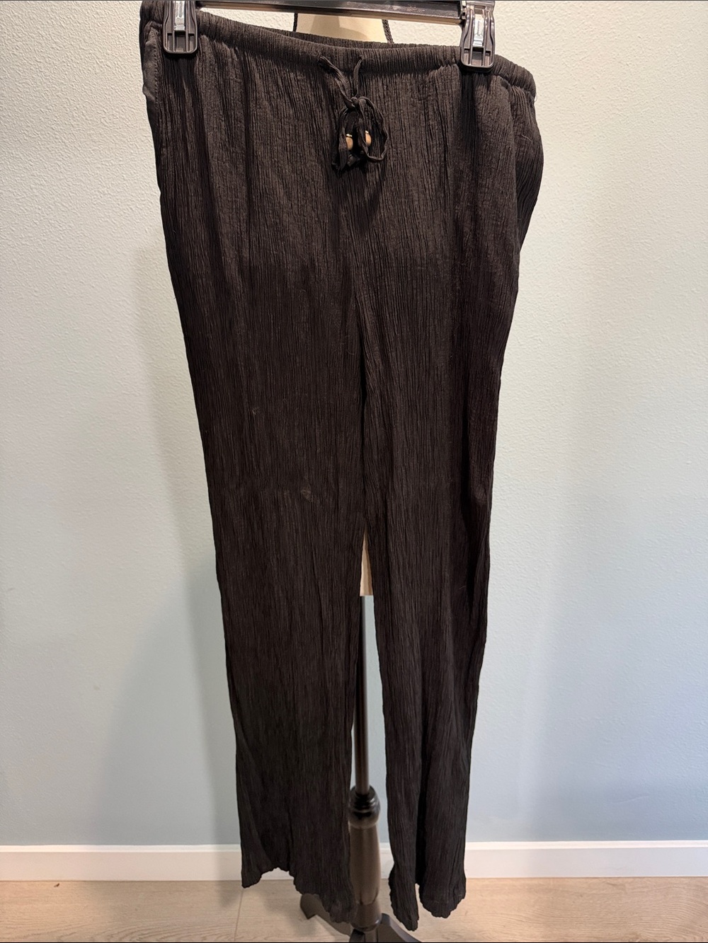 Zara Black Crinkled Drawstring Joggers